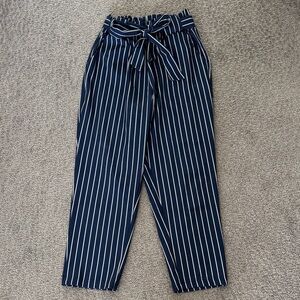 Grace Karin Navy and White Striped Cropped Pants